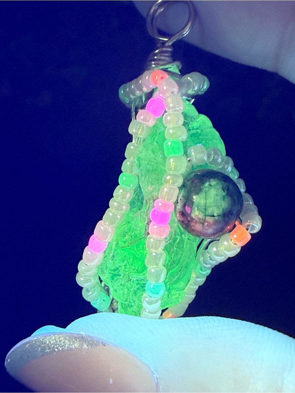 Hyalite Opal & Ruby in Zoisite Wire Wrapped Pendant - made by local artisan